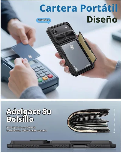 Vista 6 de ATATOO Funda Cartera para iPhone Air, Portador de Tarjetas Integrado (3-5 Tarjetas) [Bloqueo RFID] y Cubierta Deslizante para Cámara, Protección