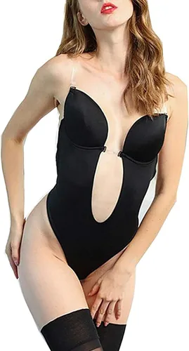 Vista 2 de Eaktool Ropa para mujer, ropa interior de corte bajo sin espalda, tanga sexy sin costuras, espalda descubierta