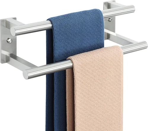 Vista 7 de Alise Toallero doble para baño, soporte para toallas de pared de 24 pulgadas, toalleros para baño, colgador de toallas de acero inoxidable SUS304