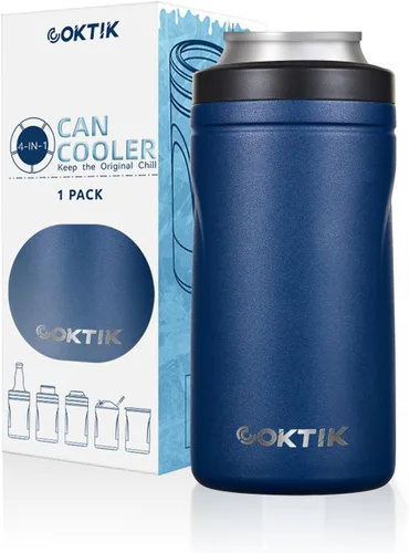 Vista 21 de COKTIK 4 en 1 enfriador de latas aislado, enfriador de latas delgadas de doble pared para latas de 12 oz regulares o delgadas y botellas de cerveza