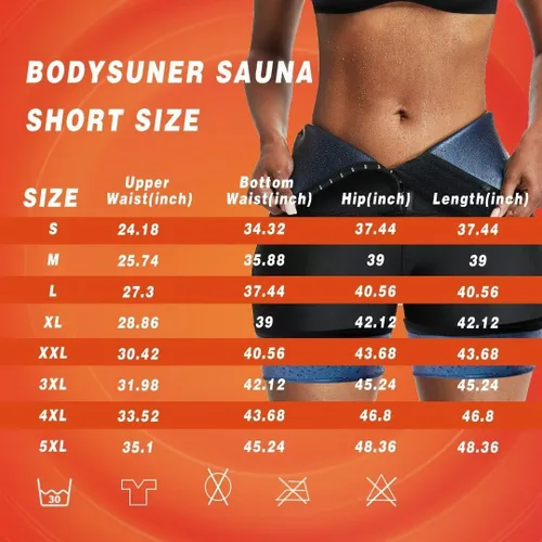 Vista 5 de Sauna Sweat Shorts Pants Compression Workout Gym Exercise Waist Trainer Body Shaper Thighs Tummy Control