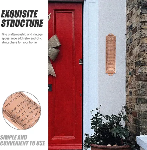 Vista 8 de EXCEART Mezuzá con puerta de desplazamiento judía Mitzvah puerta Mezuzah caja de mezuzá de metal placa de mezuza regalo judío Hannukah regalo