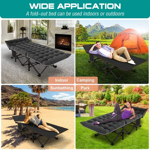 Vista 6 de NAIZEA Catres plegables para adultos, catre plegable con colchón, cama plegable para camping, catre militar portátil, catres de dormir Oxford