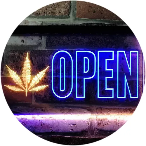 Vista 14 de ADVPRO Open Marijuana Hemp Leaf High Life Dual Color LED Neon Sign Blue & Red 12" x 8.5" st6s32-j0791-br