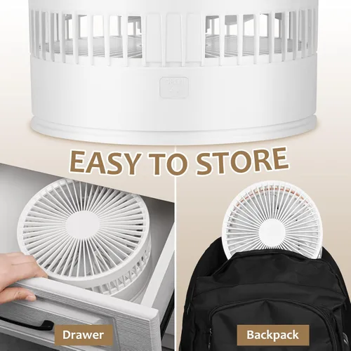 Vista 6 de Ventilador portátil, ventilador oscilante portátil de 7200 mAh con control remoto, altura ajustable con 4 velocidades, ventilador de mesa plegable