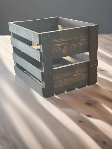 Vista 2 de Darla'Studio 66 Caja de madera con soporte para discos de vinilo manchado vintage