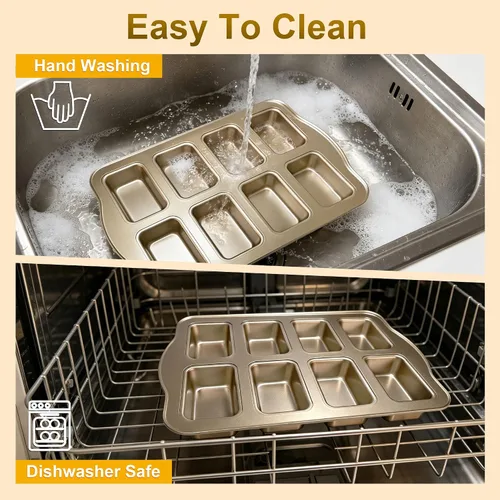 Vista 6 de Mini moldes para hornear – Sartenes antiadherentes para hornear pasteles caseros, molde de acero al carbono para pan de plátano, pastel de carne