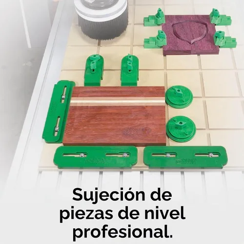 Vista 2 de MICROJIG Kit de sujeción CNC MatchFit, Abrazaderas de sujeción para carpintería, CN-P1234K11, Juego de 11 piezas, Verde