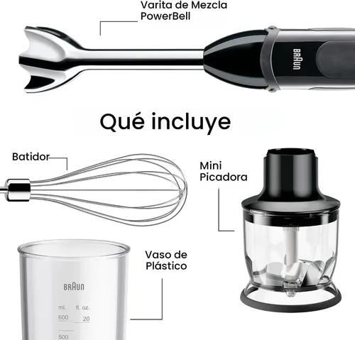 Vista 7 de Braun MQ5025 Batidora de mano Multiquick Vario, MQ5025, negro