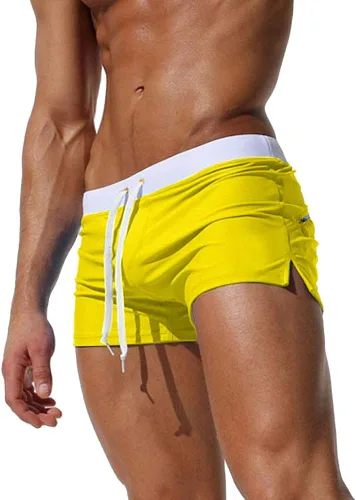 Vista 7 de TONLEN Traje de baño corto para hombre con bolsillo con cremallera Verde militar #2