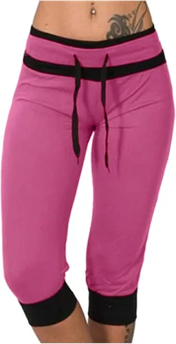 Vista 22 de Pantalones capri para mujer, estilo casual, de verano, elásticos, de cintura alta, pantalones de yoga, ajuste atlético, pantalones deportivos