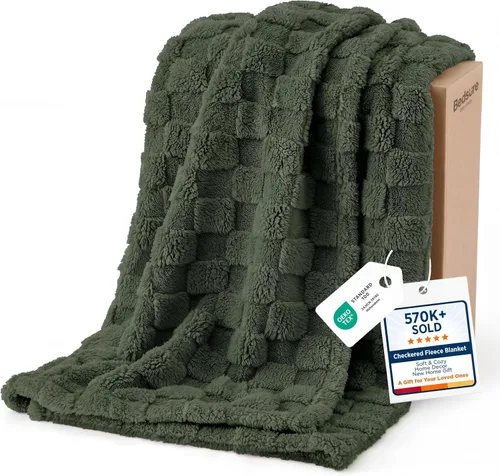 Vista 30 de Bedsure GentleSoft - Manta verde salvia para sofá, manta de forro polar a cuadros, regalos de Navidad para mujeres, hombres y niñas, bonita manta