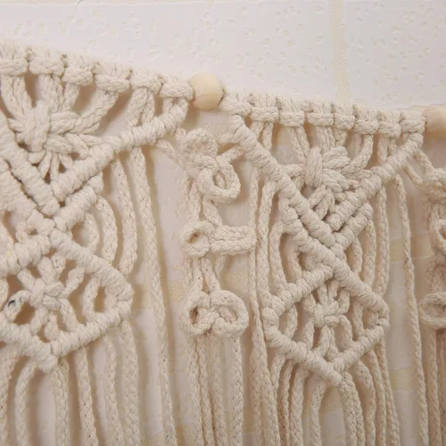 Vista 4 de Guirnalda de macramé para colgar en la pared del cuarto del bebé, decoración de pared bohemia para el hogar, dormitorio, boda, decoración de primer