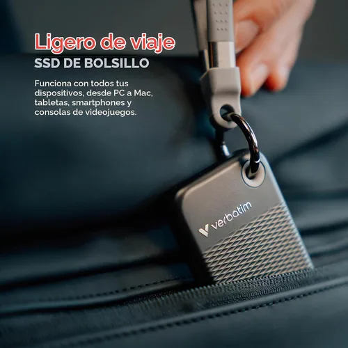 Vista 5 de Verbatim Pocket 512GB SSD externo USB 3.2 Gen 2 Hasta 1000MB/s