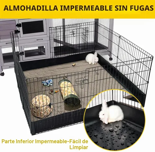Vista 2 de Aivituvin - Corral para conejos, corral para mascotas, jaula para animales pequeños con forro impermeable - Corral extensible