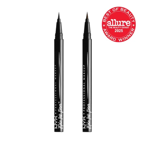 Vista 2 de NYX PROFESSIONAL MAKEUP - Delineador Epic Ink, delineador líquido impermeable, fórmula vegana - color negro (paquete de 2)