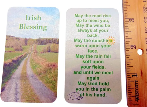 Vista 2 de Westmon Works Irish Blessing Holy Card Paquete a granel May The Road Rise Ireland Oración hecha en los Estados Unidos, juego de 10