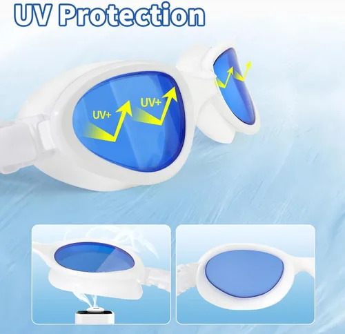 Vista 4 de Body+ Gafas de natación, gafas de natación de visión amplia para adultos, hombres y mujeres, antivaho sin fugas, transición o lentes polarizados