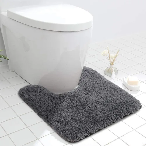 Vista 12 de Seavish Alfombra de baño de contorno beige de lujo, alfombras de baño peludas de 19.6 x 19.6 pulgadas, antideslizante, eficiente, absorbente