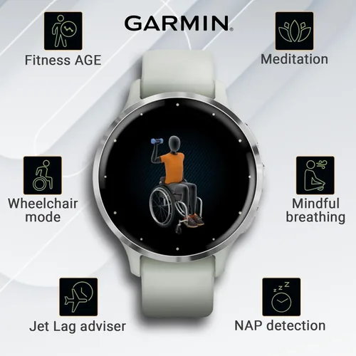 Vista 4 de Garmin Venu 3S Reloj inteligente con GPS, pantalla AMOLED de 1.61 pulgadas, características avanzadas de salud y fitness, hasta 10 días de batería