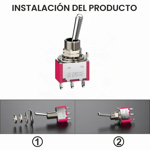 Vista 4 de Interruptor de palanca AC 5A/125V 2A/250V 3 pines On/On 2 Posiciones SPDT Mini Interruptor de palanca miniatura Tablero de salpicadero de coche