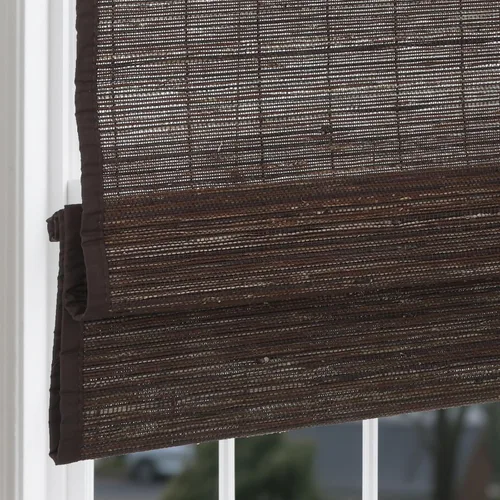 Vista 11 de Persianas romanas de bambú, persianas forradas de madera natural sin cuerda Persianas romanas de bambú con cenefa, persianas opacas inalámbricas