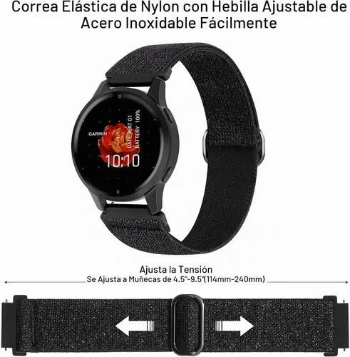 Vista 4 de Paquete de 5 correas elásticas de nailon de 0.866 pulgadas compatibles con Garmin Venu 3/2, Forerunner 265/255/Vivoactive 4, correa de repuesto