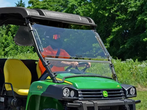 Vista 2 de SuperATV Parabrisas Abatible 3 en 1 de Servicio Pesado Resistente a Rayones Compatible con Modelos John Deere Gator HPX y XUV Se Puede Configurar