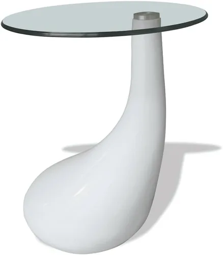 Vista 3 de Coffee Table with Round Glass Top High Gloss White Cofee Table Side Tables Living Room Living Room Tables Mesas De Centro para Sala for Dining Room