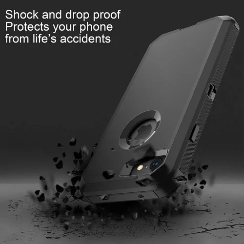 Vista 7 de MXX Funda resistente para iPhone 8 con protector de pantalla [sin clip para cinturón] [3 en 1 capas de protección] cubierta de protección de goma