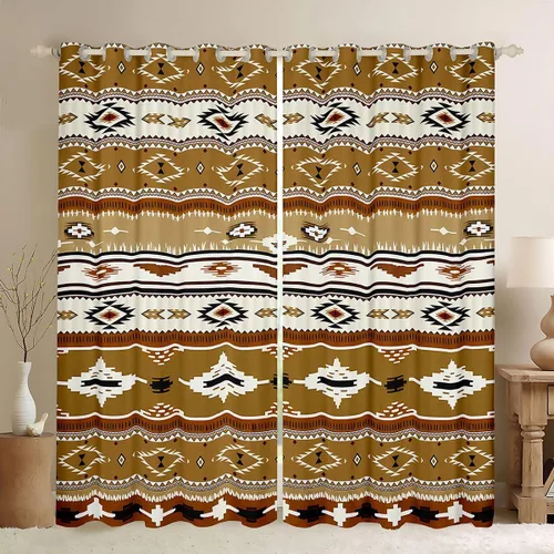 Vista 17 de Cortinas y cortinas occidentales de 76 x 45 pulgadas, cortinas aztecas, exóticas, nórdicas, bohemias, opacas, tribu india, geometría, étnica