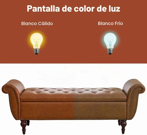 Vista 8 de Banco de almacenamiento de 63.8 pulgadas para dormitorio, de piel sintética Marrón