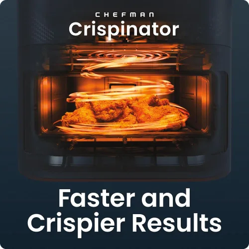 Vista 3 de Chefman Freidora de aire Crispinator 7 en 1 con capacidad de 8 cuartos de galón, temperatura máxima de 450 °F y tecnología TurboFry Pro