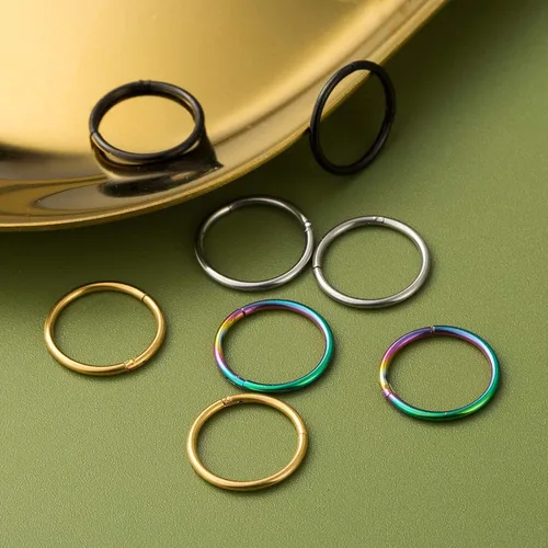 Vista 6 de G23 - Piercing de titanio con bisagras para la nariz, cartílago, hélice, tragus, 0.56oz, 0.63oz, hipoalergénicos, para mujeres, hombres y niñas