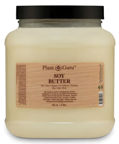 Vista 5 de Mantequilla corporal de soja, 4 onzas, 100% pura, cruda, fresca, natural, prensada en frío. Hidratante para la piel, cuerpo y cabello, cremas