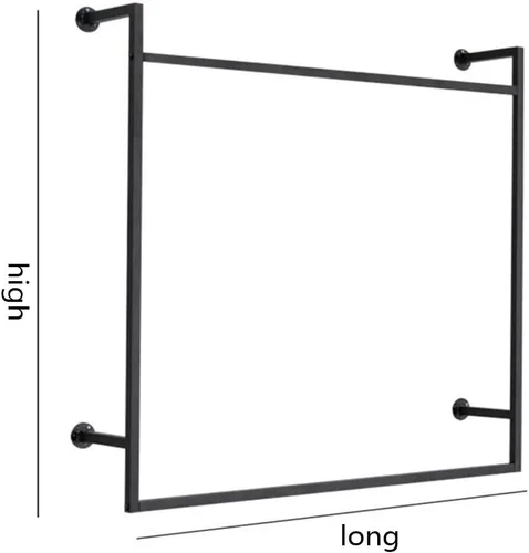 Vista 5 de zktoermn Perchero de ropa montado en la pared, estante industrial de metal para ropa, estante de doble barra para colgar ropa, estante de tubería