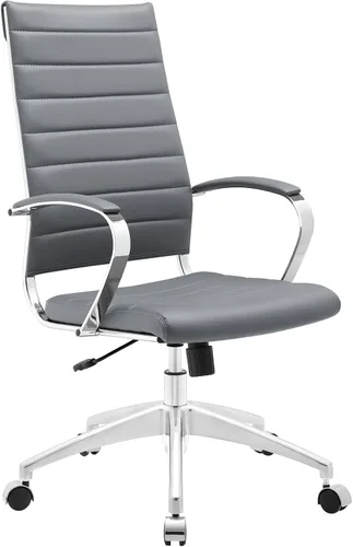 Vista 16 de LexMod Jive silla de oficina ejecutiva acanalada respaldo alto, Vinilo, Negro