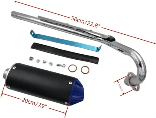 Vista 2 de Silenciador de escape azul de 28 mm para SSR SDG CRF XR TTR 50cc 70cc 90cc Pit Dirt Bike