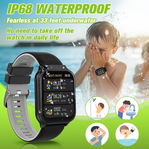 Vista 6 de Reloj inteligente para niños de 1.85 pulgadas con rastreador de fitness, monitor de sueño, más de 22/100 modos deportivos, esfera de bricolaje, IP68