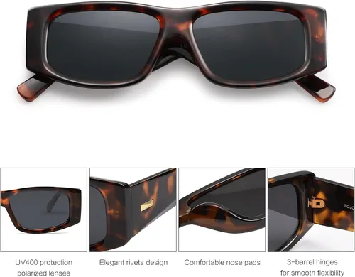 Vista 20 de SOJOS Gafas de sol polarizadas rectangulares Y2K de moda para mujeres y hombres, gafas de sol rave de diseñador de moda SJ2228