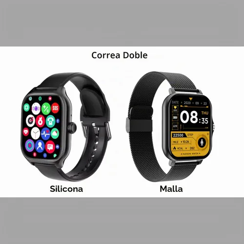 Vista 3 de Harper Reloj inteligente para hombres y mujeres, dos correas (silicona + malla) 2.01 pulgadas, HD, reloj inteligente inteligente Bluetooth + control