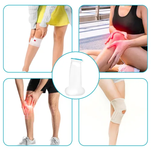 Vista 5 de Cubierta elástica impermeable de 30.7 in para piernas de ducha para adultos – Protector elástico de pierna para ducha, reutilizable y ajustable