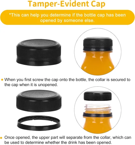 Vista 4 de Moretoes 36 botellas de jugo de 4 onzas, botellas pequeñas de plástico con tapas, recipientes transparentes reutilizables con tapas para jugos