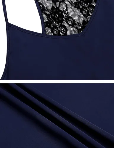Vista 7 de Ekouaer - Pijama de satén para mujer, ropa de dormir de encaje, lencería, camisola y pantalones cortos, tallas XS a 2XL