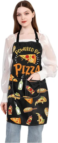 Vista 2 de JXGZSO Delantal de pizza motorizado para amantes de la pizza, delantal ajustable alimentado por pizzería, delantal de cocina de chef delantal