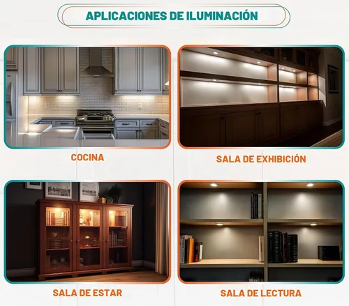 Vista 7 de Kit de iluminación de disco debajo del gabinete, iluminación de ambiente, control remoto LED RF inalámbrico regulable, enlazable en cadena