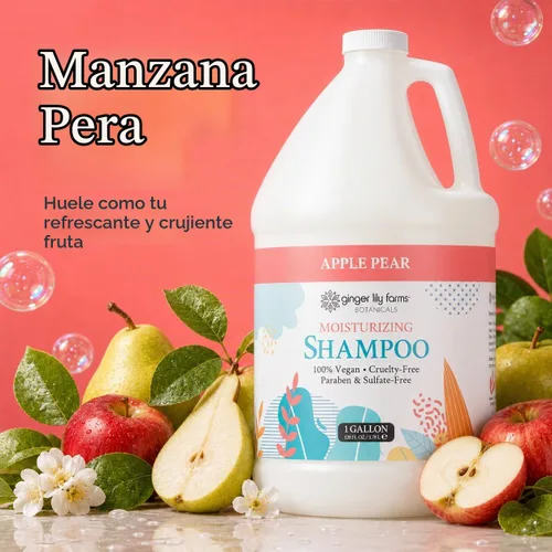 Vista 3 de Ginger Lily Farms Botanicals Champú hidratante para todo tipo de cabello, 100% vegano y libre de crueldad, aroma a pera de manzana, repuesto de 1
