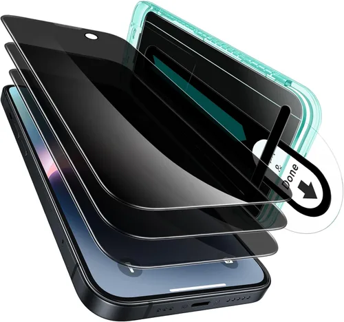 Vista 10 de ESR Paquete de 3 para iPhone 14 Pro Protector de Pantalla de Privacidad, Protector de Pantalla de Privacidad de Vidrio Templado Anti-espía