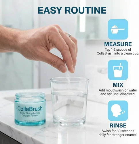 Vista 4 de Collabrush Proteína de colágeno en polvo, Pasta dental de colágeno + hidroxiapatita en polvo para el cuidado de las encías, Proteína de colágeno