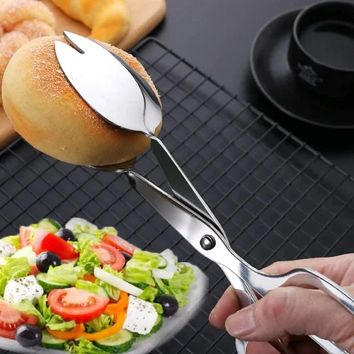Vista 3 de Pinzas de buffet, pinzas de acero inoxidable para ensalada, pinzas para alimentos, antideslizantes y de fácil agarre, ergonómicas